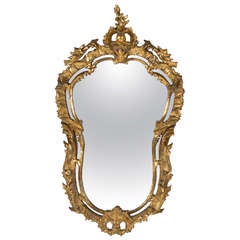 Italian Giltwood Mirror Decorated with Scrolls and Flowers, Early 20th Century