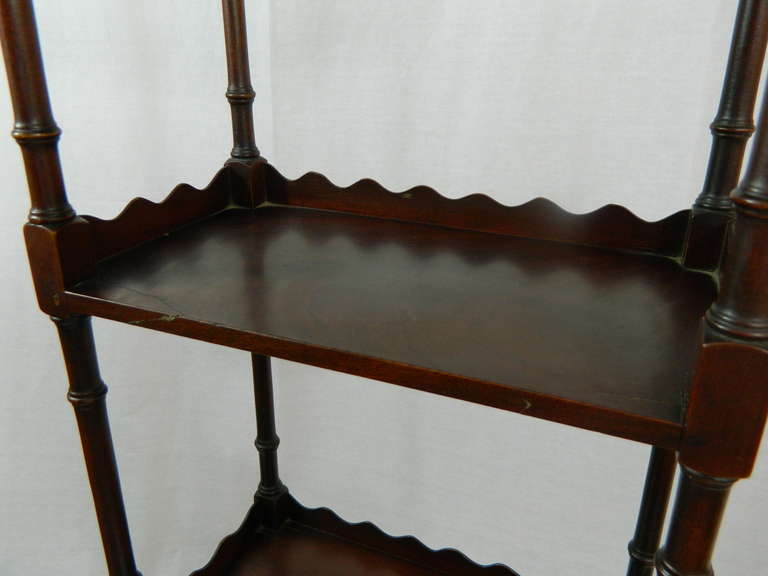 Circa 1950's Pair of Mahogany Chinese Chippendale Pagoda Style Hanging Shelves In Excellent Condition In Savannah, GA