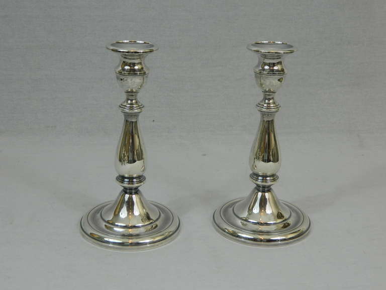 Mid-20th Century Pair of Weighted Sterling Convertible Three Light Candelabra In Excellent Condition In Savannah, GA