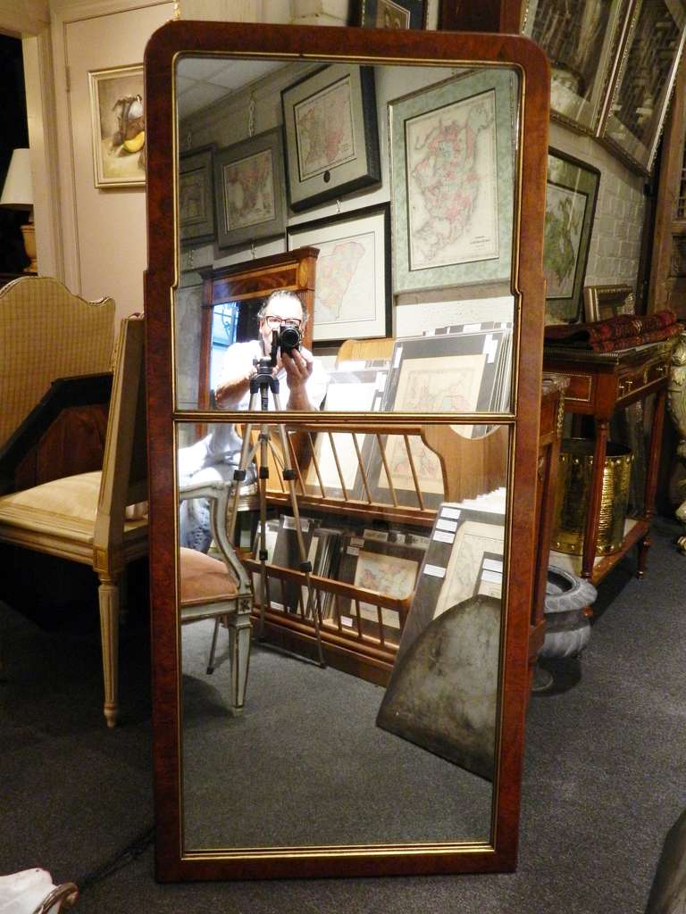 19th Century Mahogany and Gilt Queen Anne Mirror In Excellent Condition In Savannah, GA