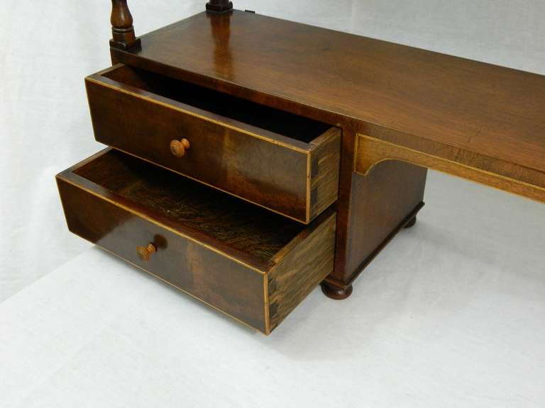 19th Century English George III Mahogany Hanging Shelf with Four Drawers 3