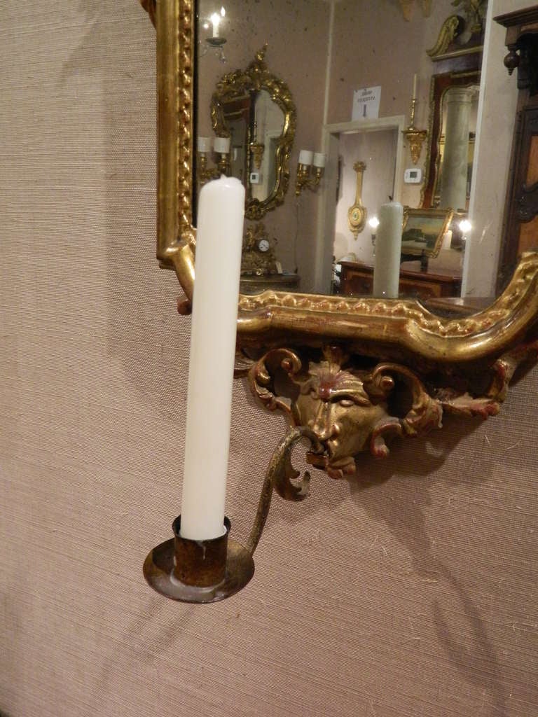 French Gold Gilt Mirror with a Candle Sconce, 19th Century 3