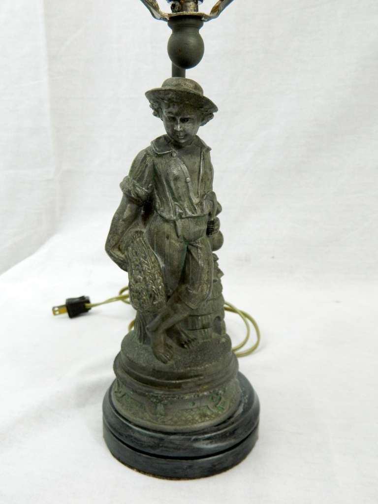 Pair of 19th Century Pewter Figurines Adapted as Lamps For Sale 1