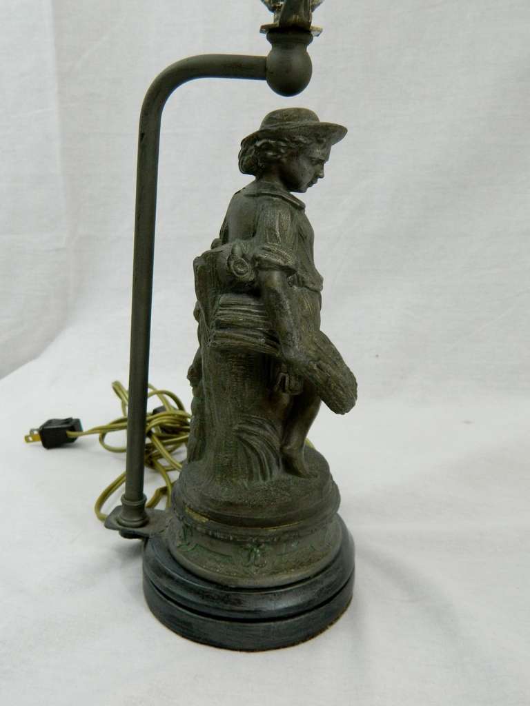Pair of 19th Century Pewter Figurines Adapted as Lamps For Sale 2