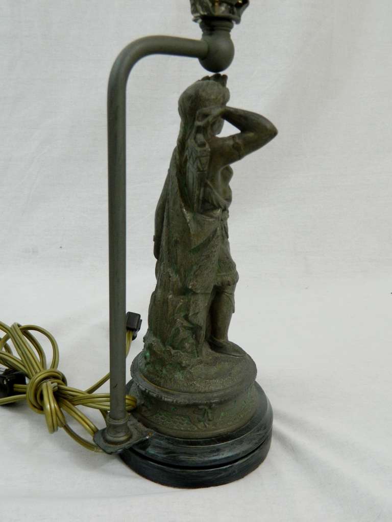 Pair of 19th Century Pewter Figurines Adapted as Lamps For Sale 4