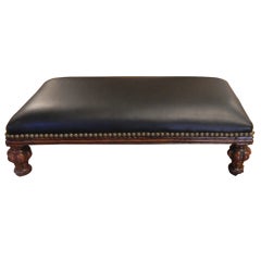 A William & Mary Style Leather Top Foot Stool