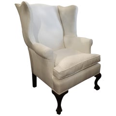 Chippendale Style Mahogany Wingback Chair, Early 20th Century