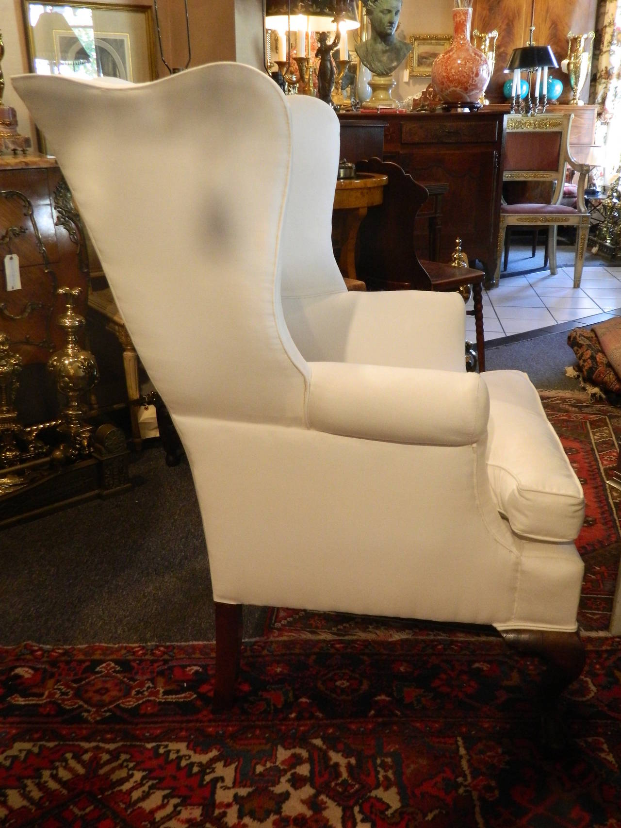 Chippendale Style Mahogany Wingback Chair, Early 20th Century 1