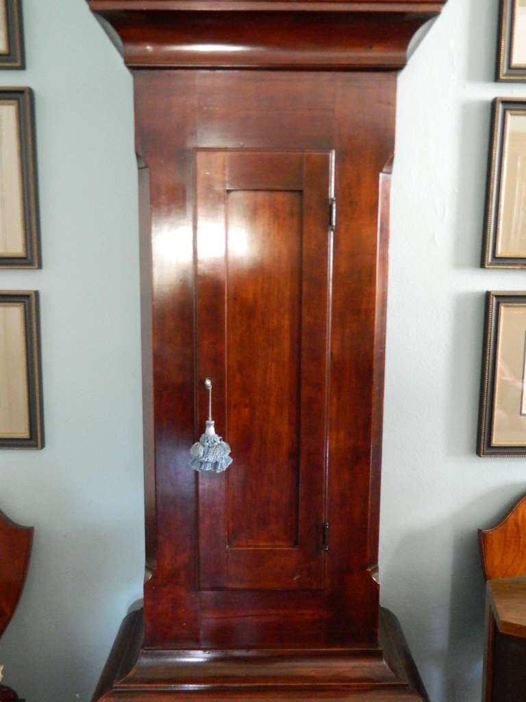 Early 19th Century English Mahogany Tall Case Clock with Case In Excellent Condition In Savannah, GA