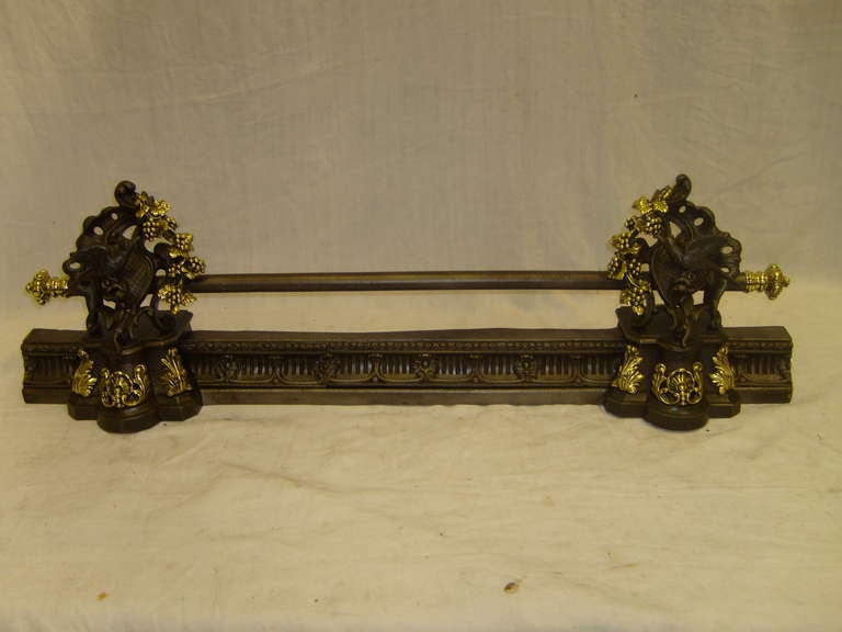 French iron and brass bar or fender, 19th century.