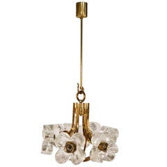 Italian Mazzega Six-Light Flowers Chandelier, circa 1968