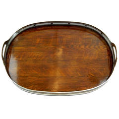 Large Gorham Regency Style Mahogany and Silver Gallery Tray, circa 1895