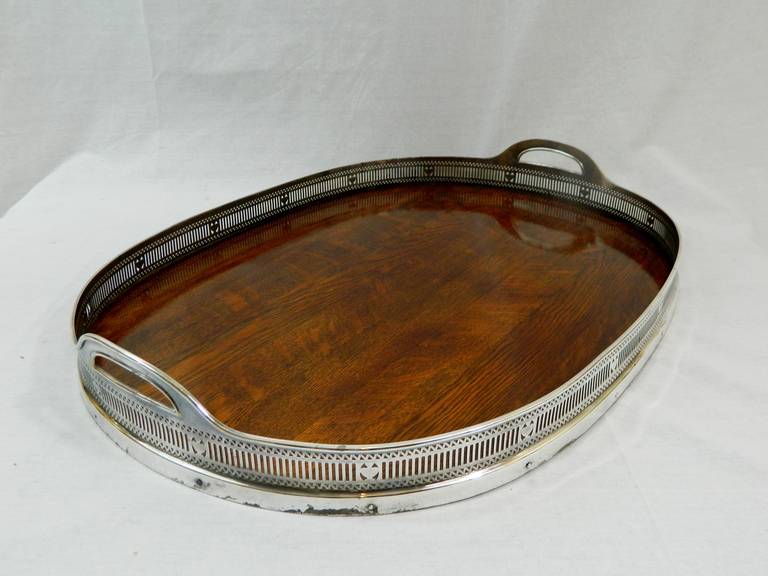 19th Century Large Gorham Regency Style Mahogany and Silver Gallery Tray, circa 1895