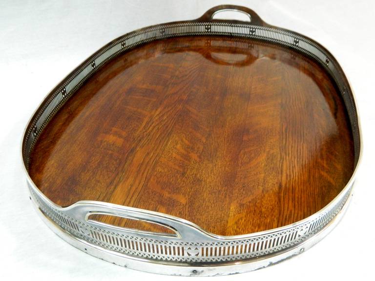 Large Gorham Regency Style Mahogany and Silver Gallery Tray, circa 1895 1