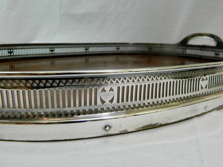 Large Gorham Regency Style Mahogany and Silver Gallery Tray, circa 1895 2
