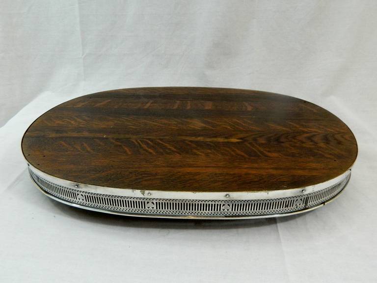 Large Gorham Regency Style Mahogany and Silver Gallery Tray, circa 1895 3