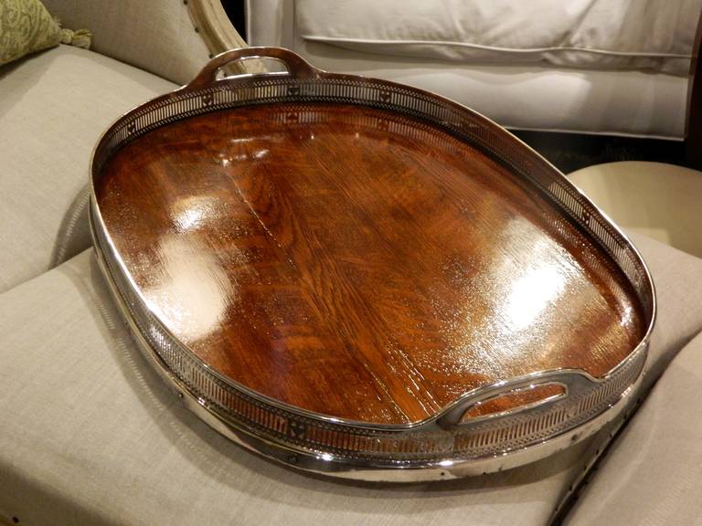 Large Gorham Regency Style Mahogany and Silver Gallery Tray, circa 1895 4