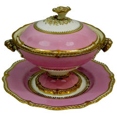French Covered Soup Tureen with Under Plate, 19th Century