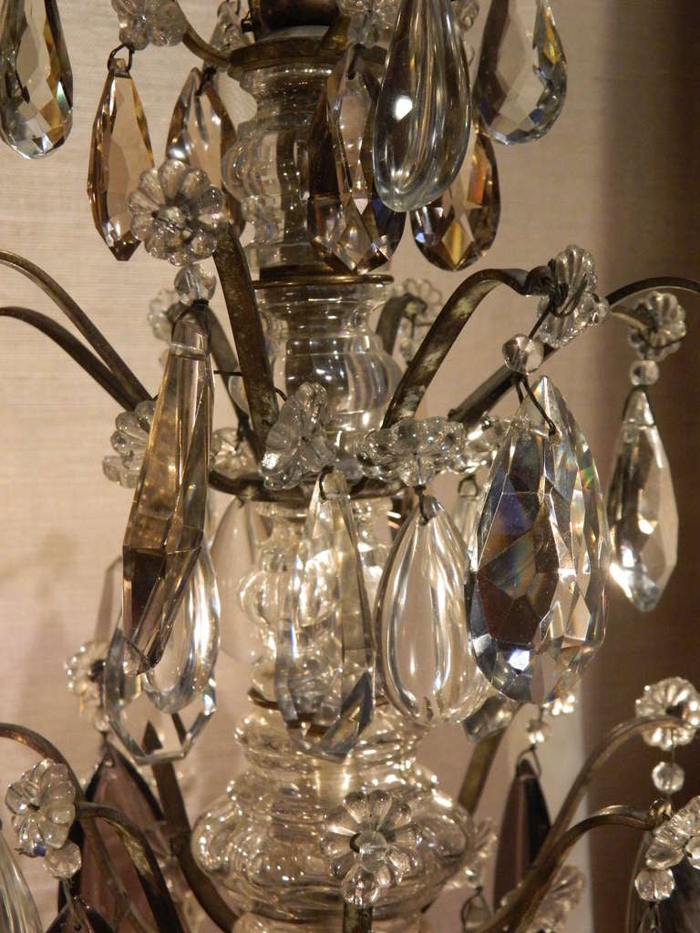 19th Century French Brass and Rock Crystal Four-Light Candelabra Girandoles 3