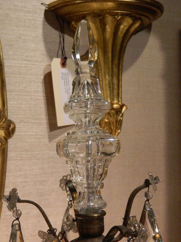 19th Century French Brass and Rock Crystal Four-Light Candelabra Girandoles 4