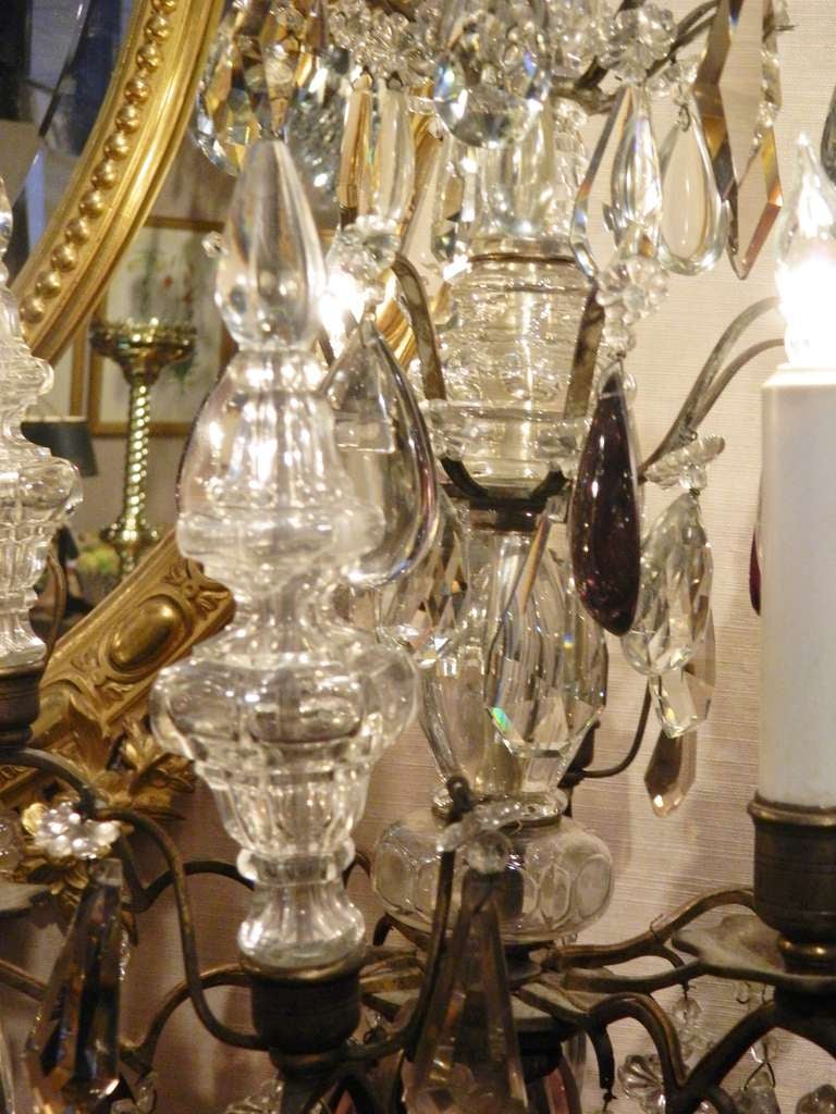 19th Century French Brass and Rock Crystal Four-Light Candelabra Girandoles 5