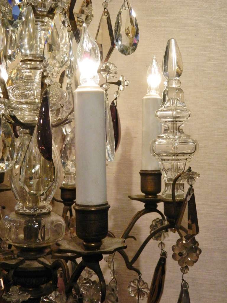 19th Century French Brass and Rock Crystal Four-Light Candelabra Girandoles 6