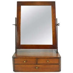 19th Century Diminutive Mahogany English Shaving Mirror