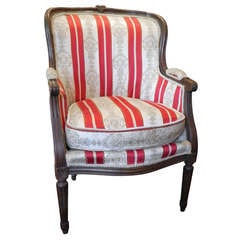 Late 19th Century Louis XVI Style Upholstered Bergere Chair