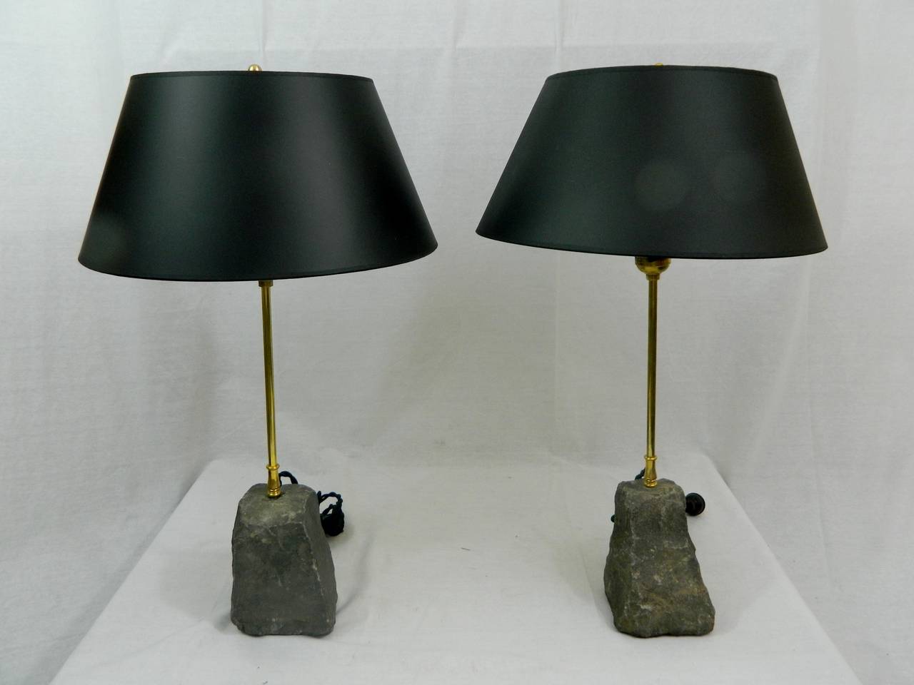 Pair of Sampietrini Grand Tour Sixtus X Roccia Adapted as Lamps, Circa 1725.  Roccia bases are 4