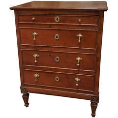 19th Century Italian Fruitwood Small Four Drawer Chest of Drawers