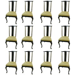 Set of Twelve Italian Dining Chairs with Cabriole Legs, Early 20th Century