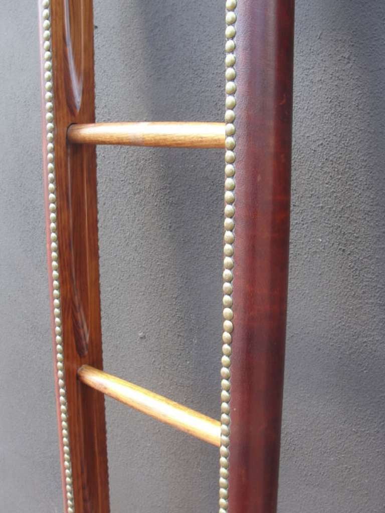 20th Century English Style Brass and Leather Mounted Folding Library