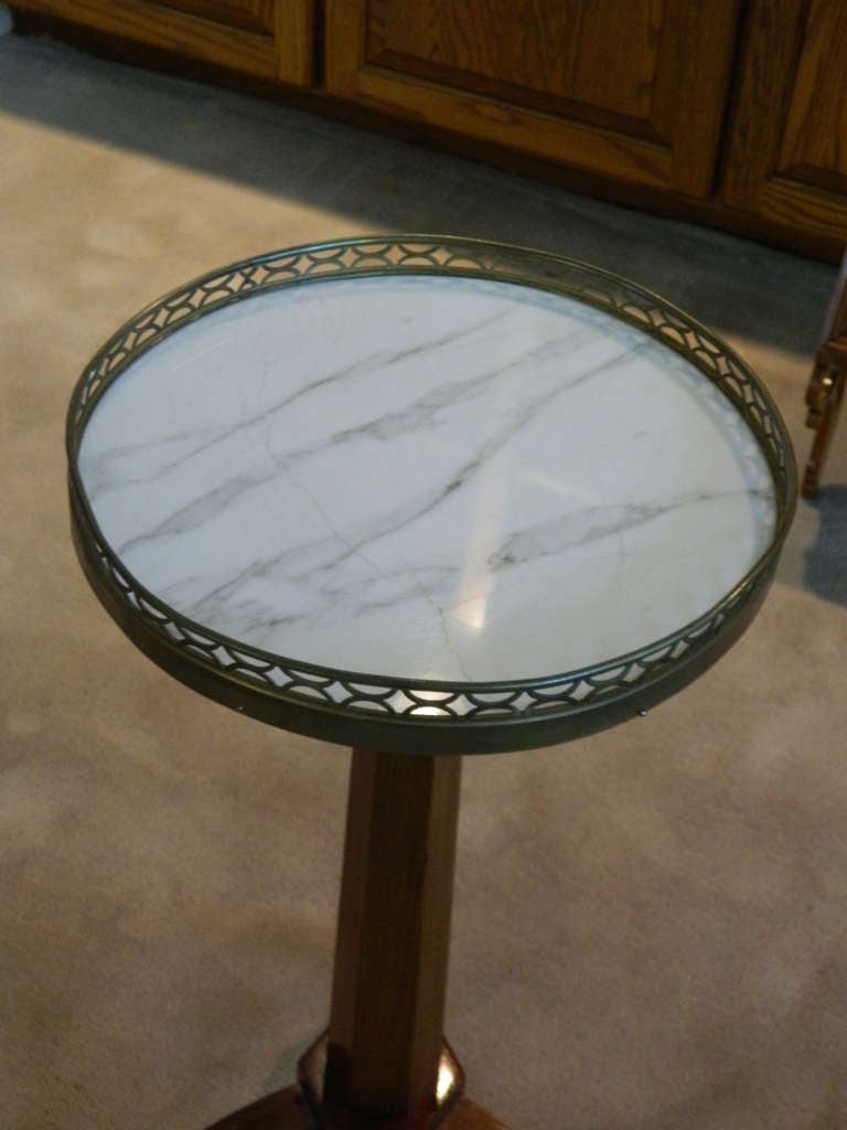 19th Century French Marble Top Walnut Candle Stand with Tripod Base 1