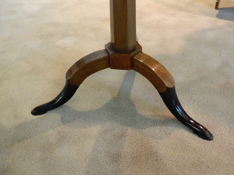 19th Century French Marble Top Walnut Candle Stand with Tripod Base 2