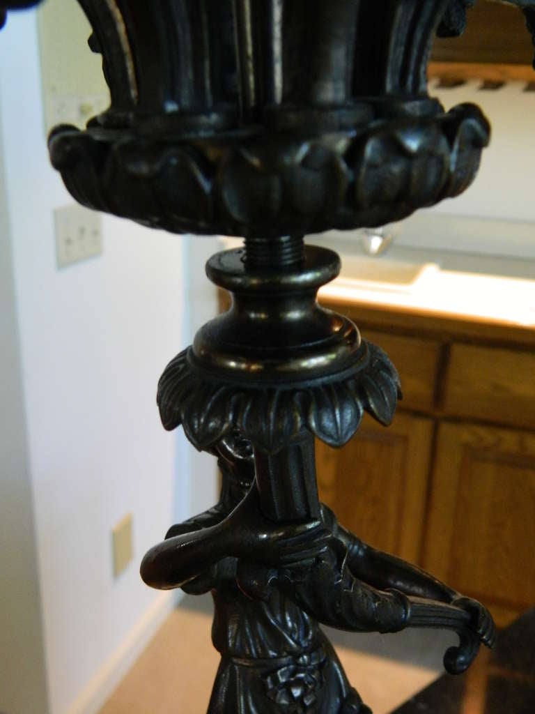19th Century Pair of Bronze Six Candle Candelabra with Female Figures For Sale 5