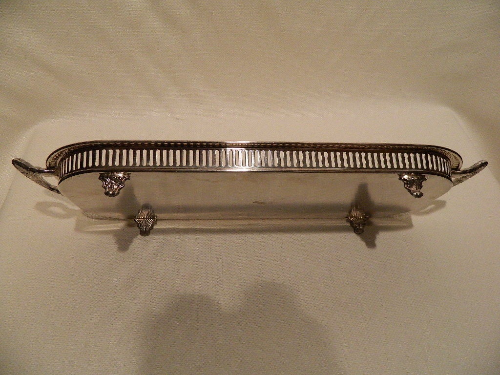 English Exquisite Footed Gallery Silver Tray