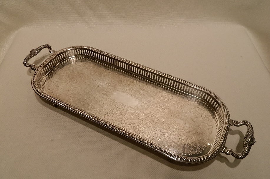 Mid-20th Century Exquisite Footed Gallery Silver Tray