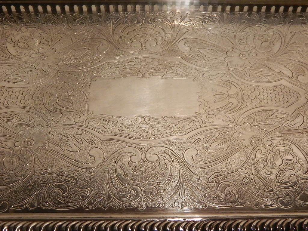 Exquisite Footed Gallery Silver Tray 1