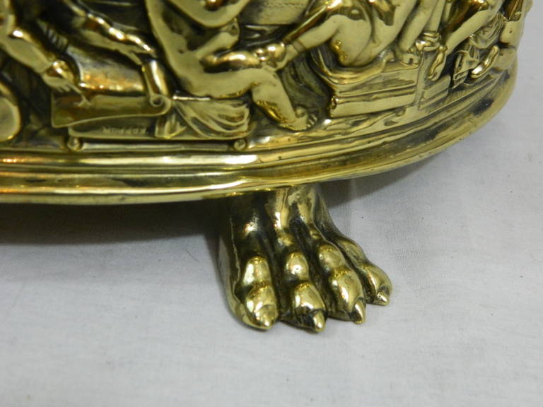 19th Century French Polished Brass Jardiniere or Oval Planter on Feet 2