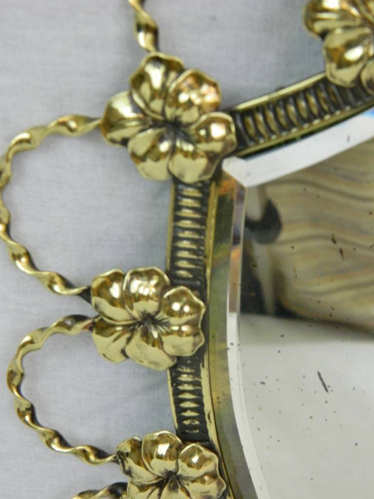 Polished Brass Shield-Shaped Mirror, 19th Century 1