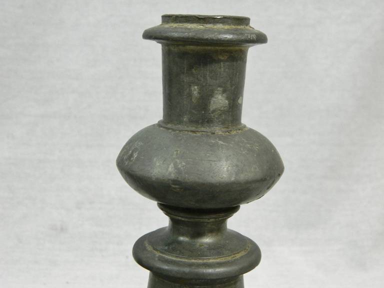 18th Century and Earlier Pair of Portuguese Pewter Candlesticks, circa 1750