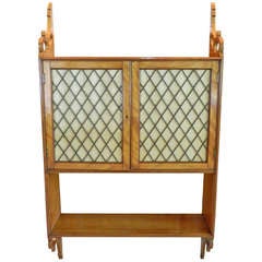 Circa 1900 Fine Edwardian Wall Cabinet with Brass Grilled Doors
