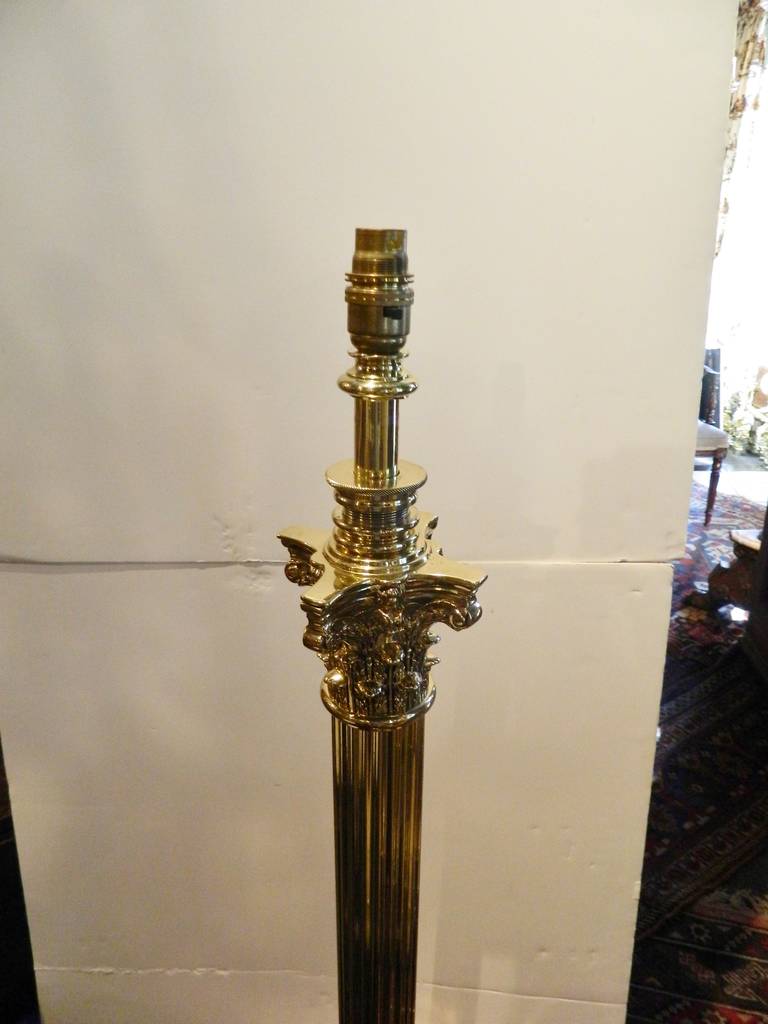 brass column floor lamp