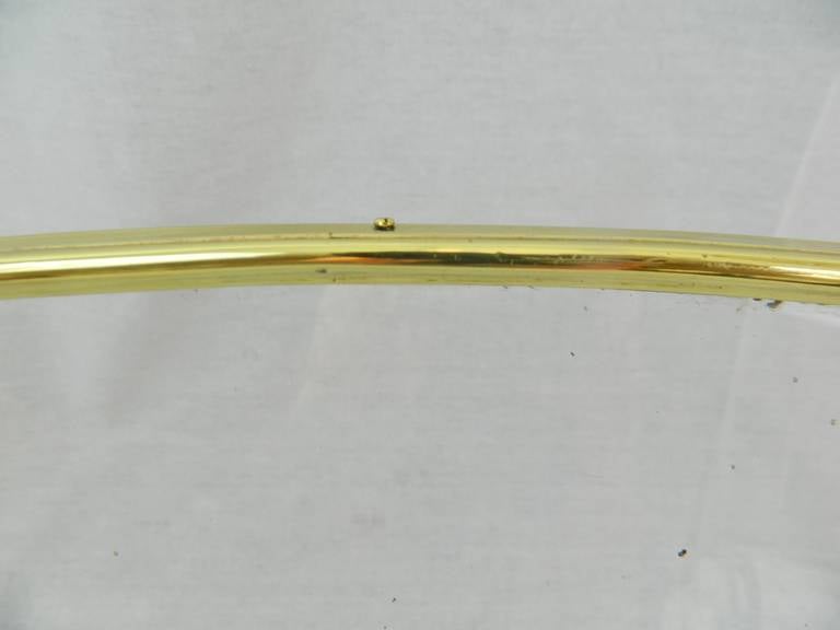 19th Century French Polished Brass and Glass Oval Tray with Handles For Sale 2