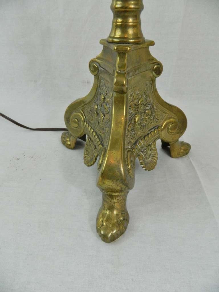 Pair of 19th Century Brass Extra Tall Candlestick Lamps 4