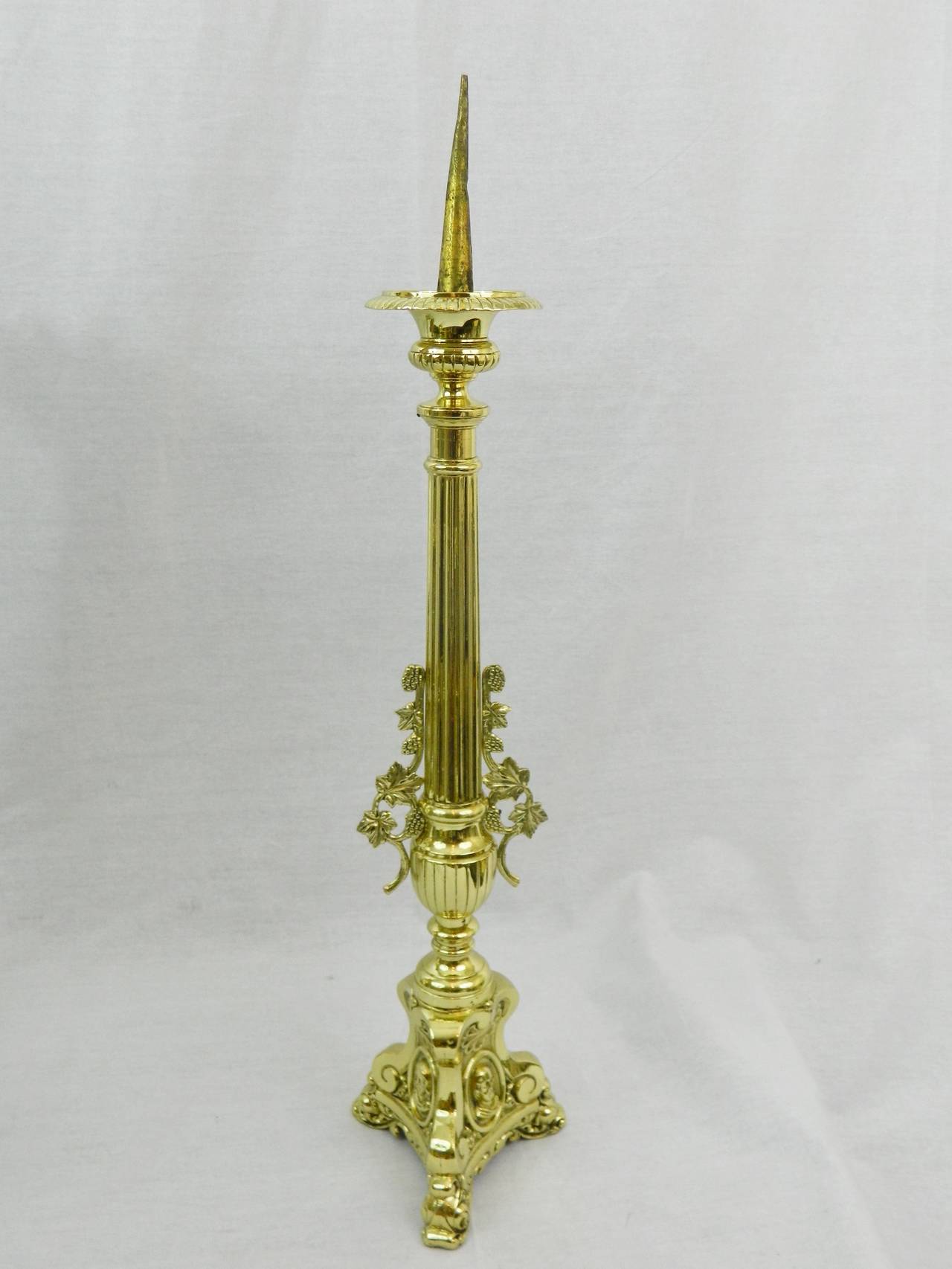 19th Century Polished Brass Decorative Prickets or Candlesticks 4