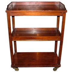 Antique English Mahogany Three-Tier Serving Cart or Trolley Server