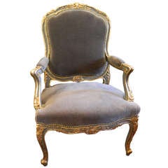 19th Century French Painted and Gilded Fauteuil or Arm Chair