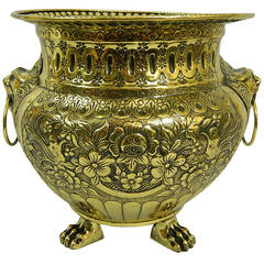 19th Century Polished Brass Large Jardiniere or Planter with Original Liner 3