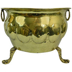 19th Century Polished Brass Large Jardiniere or Planter on Feet